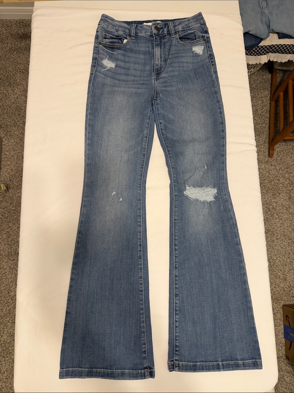 eunina Light Blue Distressed Flare Jeans